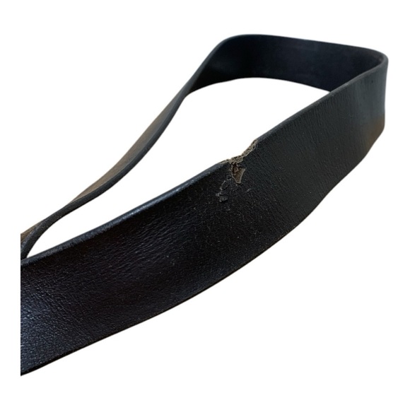 Men's Black Leather Belt With Square Silver Metal Buckle - Picture 3 of 4